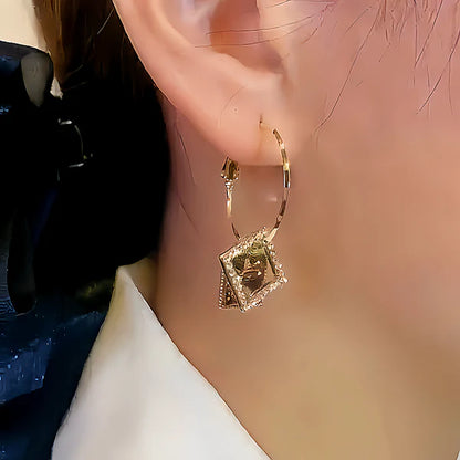 14K Gold-plated Square Crystal Earrings