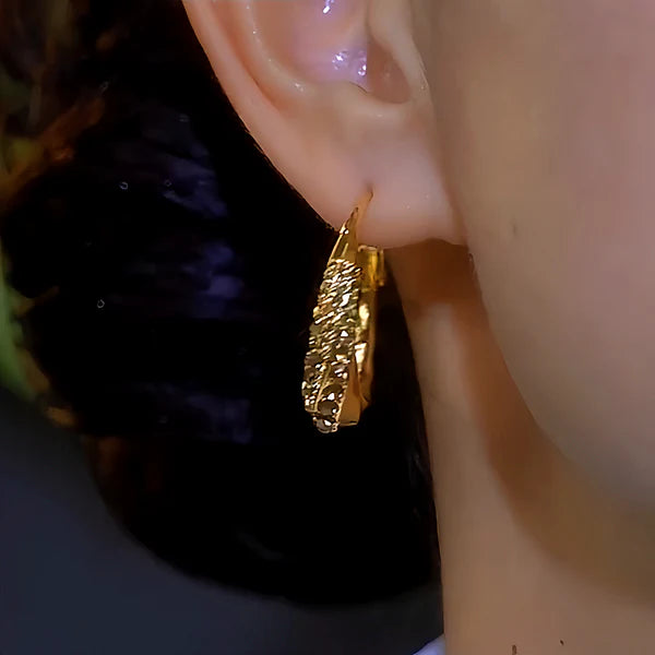 14K Gold-plated Luxury Zircon Hoop Earrings