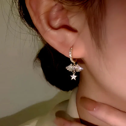14K Gold-Plated Zircon Angel Wing Earrings