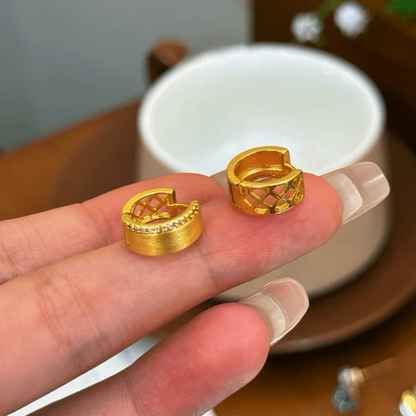 14K Gold-Pated Zircon Hollow Hoop Earrings