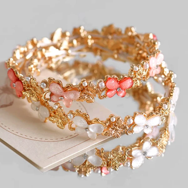 14K Gold-plated Exquisite Zircon Pearl Butterfly Pearl Bracelets