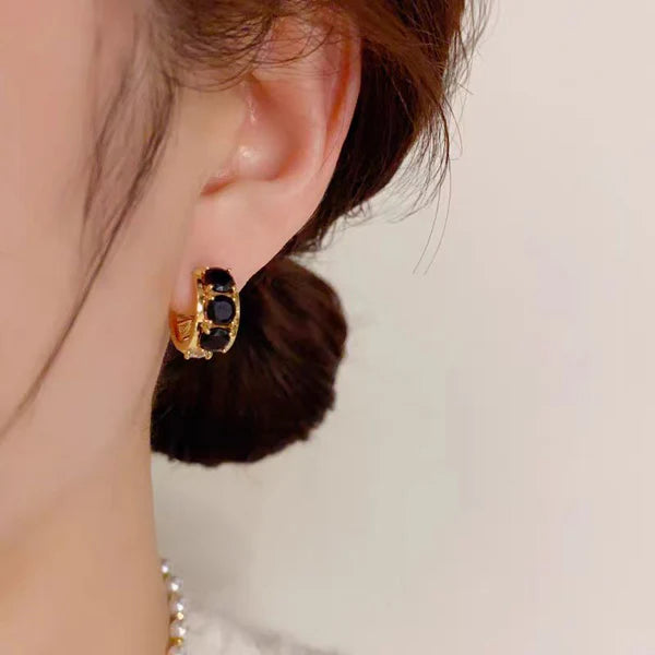 14K Gold-Plated Zircon Small Hoop Earrings