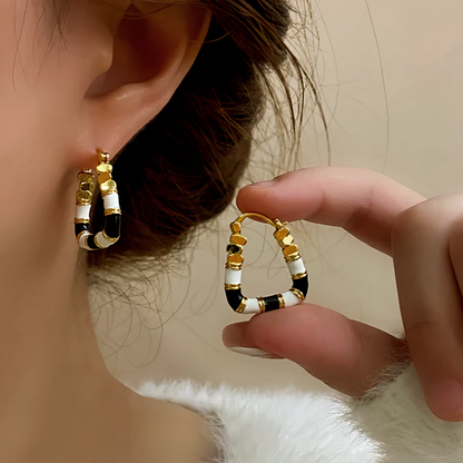 14K Gold-Plated Elegant Enamel Dripping Geometric Earrings