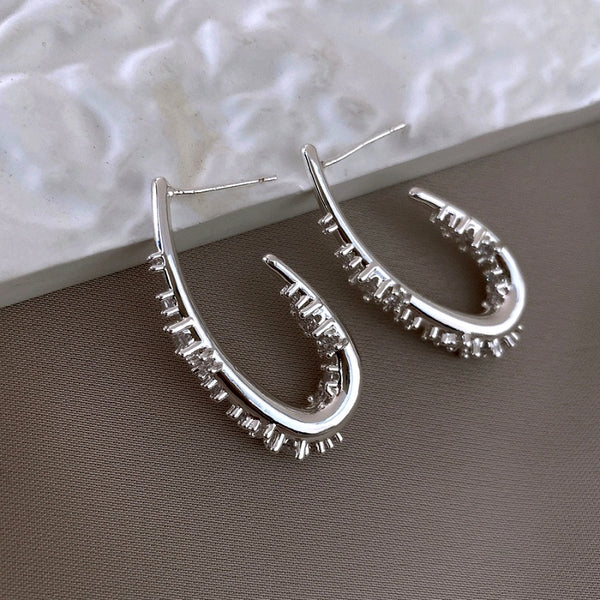 14K Gold-Plated Zircon Water Drop Ear Hooks