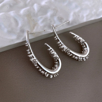 14K Gold-Plated Zircon Water Drop Ear Hooks