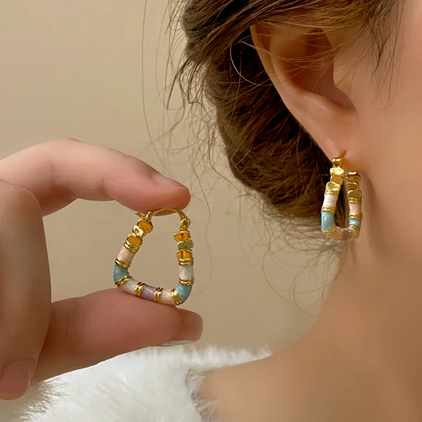 14K Gold-Plated Elegant Enamel Dripping Geometric Earrings
