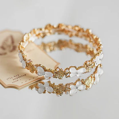 14K Gold-plated Exquisite Zircon Pearl Butterfly Pearl Bracelets