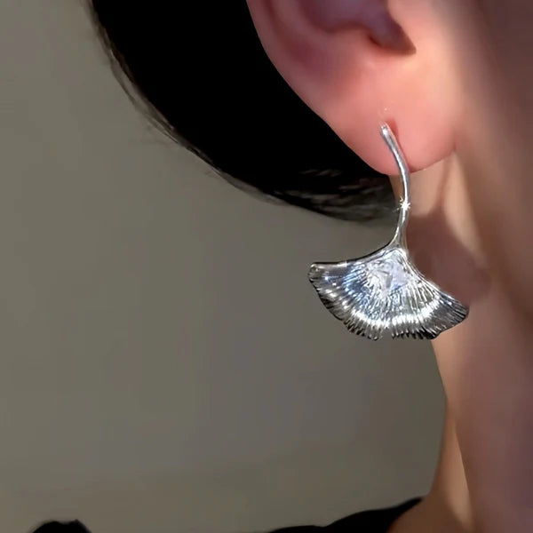 14K Gold-Plated Elegant Zircon Diamond Fan-Shaped Earrings