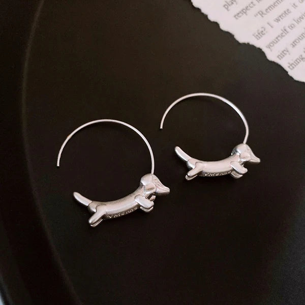14K Gold-Plated Sausage Dog Threader Earrings