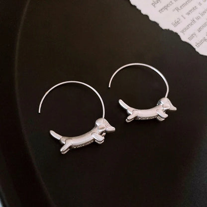 14K Gold-Plated Sausage Dog Threader Earrings