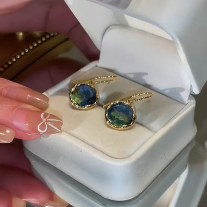 14K Gold-Pated Gradient Glass Crystal Ear Hook Earrings