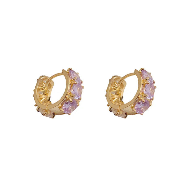 14K Gold-Plated Zircon Small Hoop Earrings