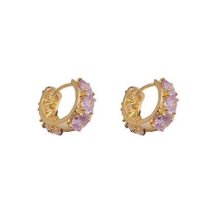 14K Gold-Plated Zircon Small Hoop Earrings