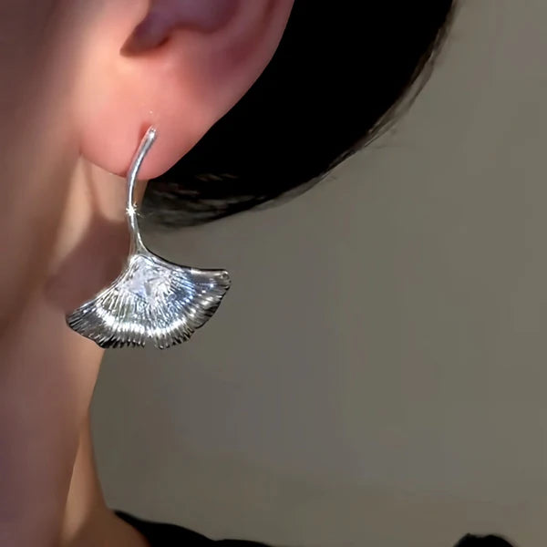 14K Gold-Plated Elegant Zircon Diamond Fan-Shaped Earrings