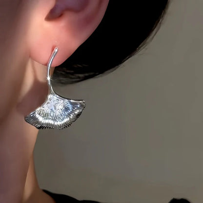14K Gold-Plated Elegant Zircon Diamond Fan-Shaped Earrings