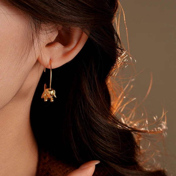 14K Gold-Plated Sausage Dog Threader Earrings
