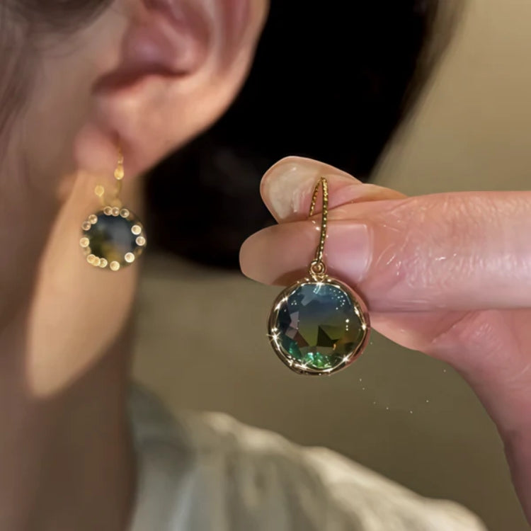 14K Gold-Pated Gradient Glass Crystal Ear Hook Earrings