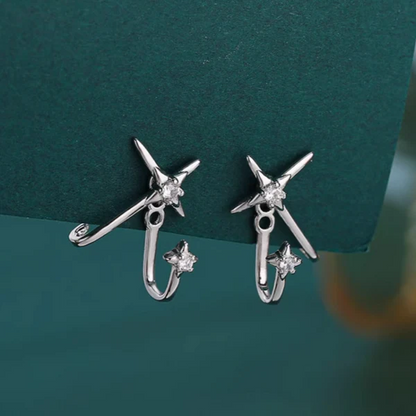 Silver Post Zircon Stud Earrings