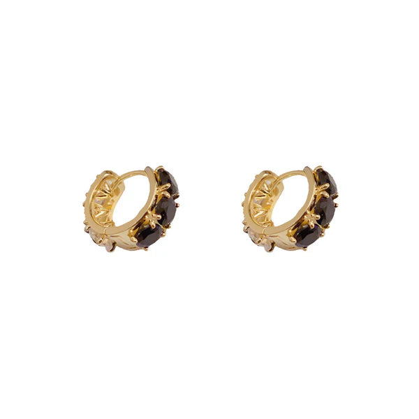 14K Gold-Plated Zircon Small Hoop Earrings