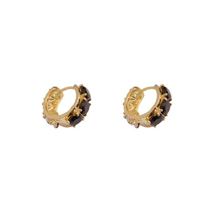 14K Gold-Plated Zircon Small Hoop Earrings