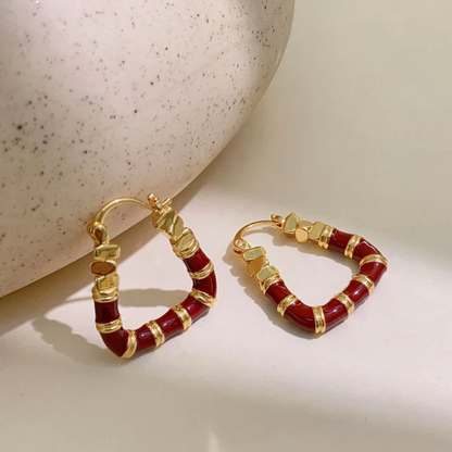 14K Gold-Plated Elegant Enamel Dripping Geometric Earrings