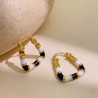 14K Gold-Plated Elegant Enamel Dripping Geometric Earrings
